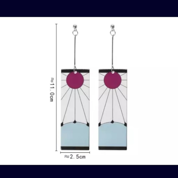 Demon Slayer Earrings (Tanjiro Kamado Hanafuda) - Picture 3 of 6